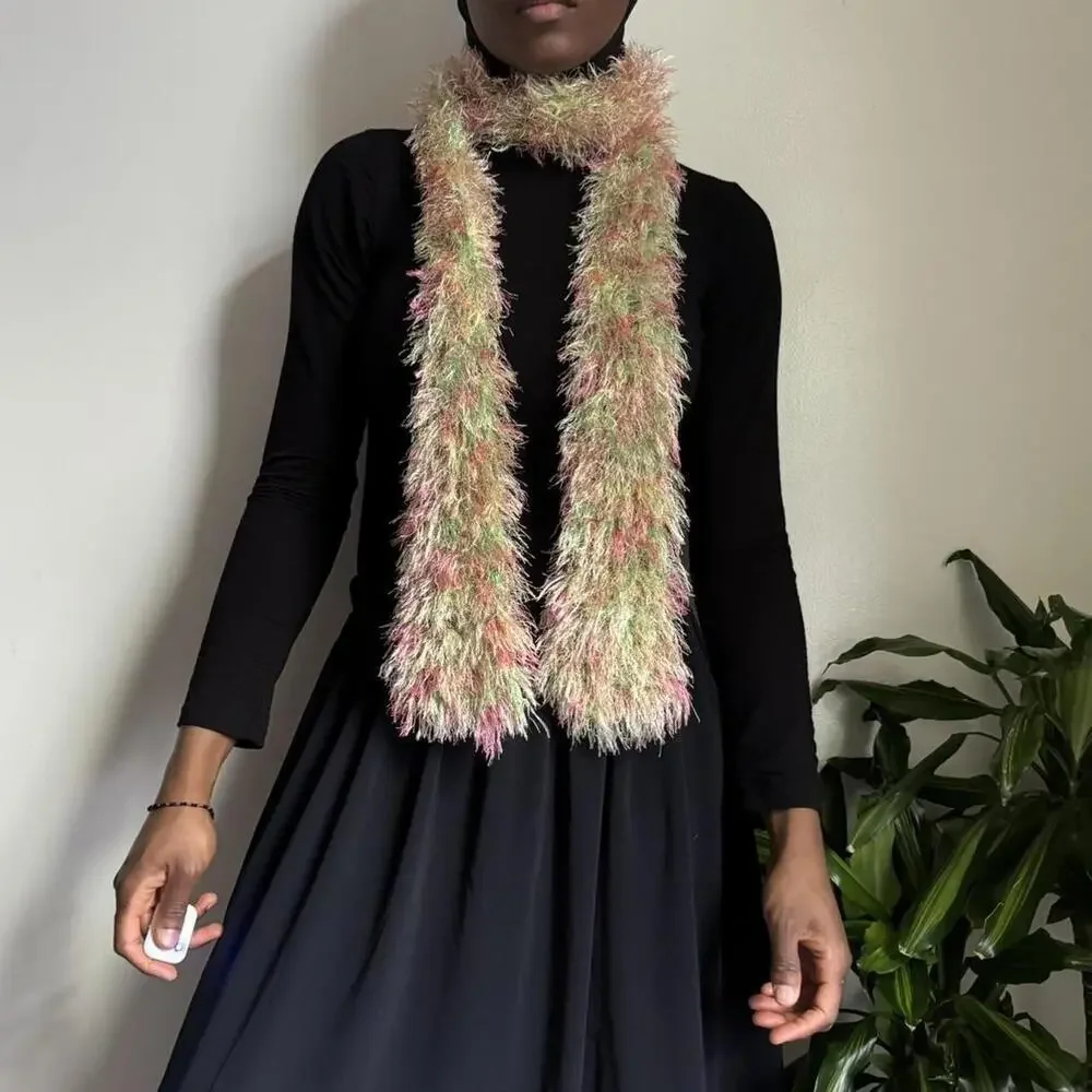 Vintage fringe fluffy multicolor‎ Scarf